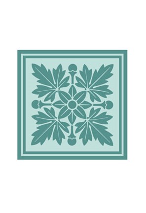 Framed Tonal Woodblock in Blue I Print