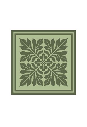 Framed Tonal Woodblock in Green II Print