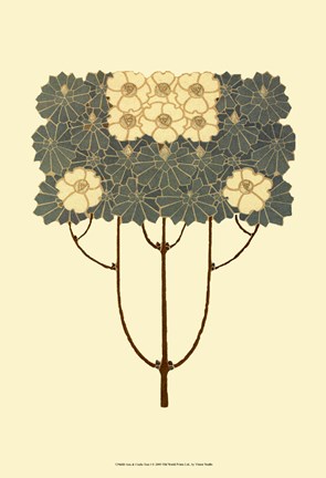 Framed Arts and Crafts Tree I Print