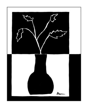 Framed Minimalist Leaf in Vase I Print