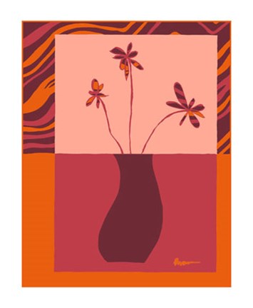 Framed Minimalist Flowers in Orange III Print