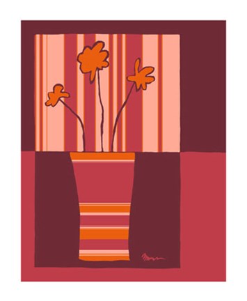 Framed Minimalist Flowers in Orange IV Print