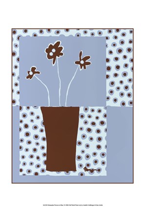 Framed Minimalist Flowers in Blue I Print