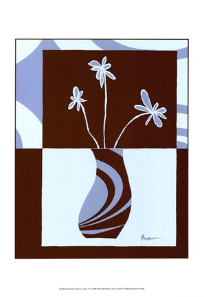 Framed Minimalist Flowers in Blue IV Print