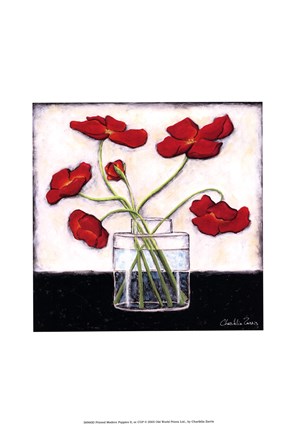 Framed Printed Modern Poppies II Print