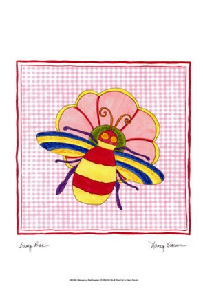 Framed Silhouette on Pink Gingham I Print