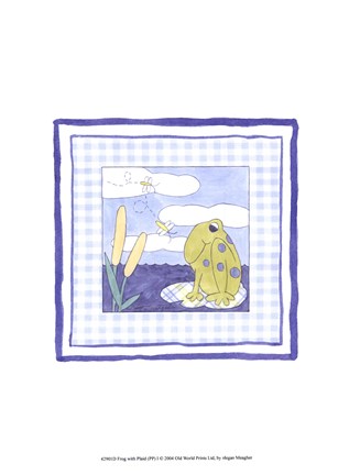 Framed Frog with Plaid (PP) I Print