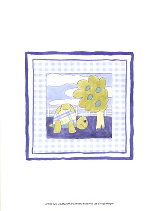 Framed Turtle with Plaid (PP) I Print