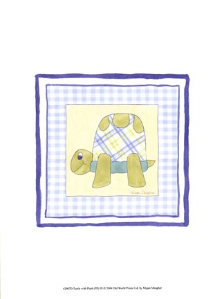 Framed Turtle with Plaid (PP) III Print