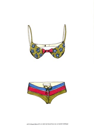 Framed Beach Bikini I (PT) Print