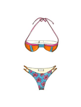 Framed Beach Bikini III (PT) Print