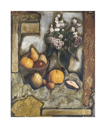 Framed Collage on Art Paper w/Gold I Print