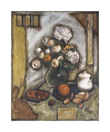 Framed Collage on Art Paper w/Gold II Print