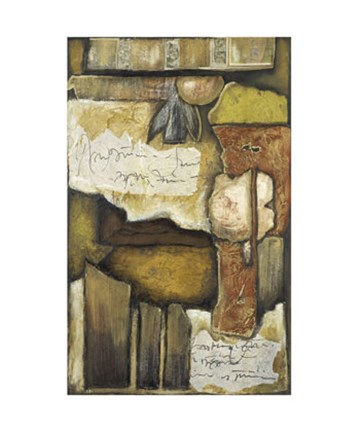 Framed Collage on Art Paper w/Gold IV Print