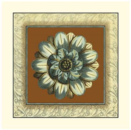 Framed Brown &amp; Blue Rosettes I Print