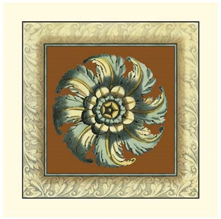 Framed Brown &amp; Blue Rosettes II Print