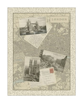 Framed Vintage Map of London Print