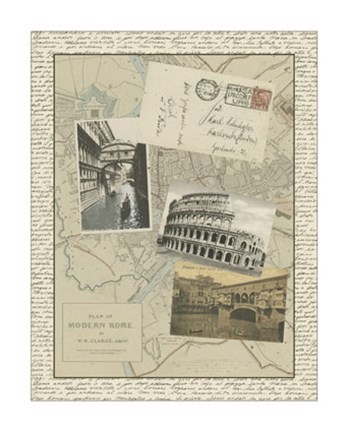 Framed Vintage Map of Rome Print