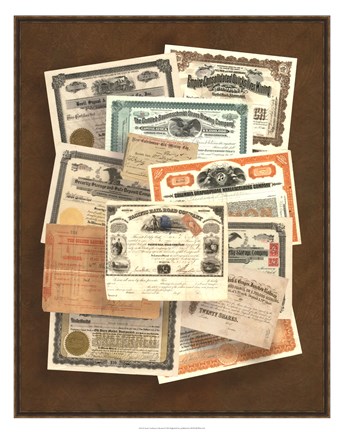 Framed Stock Certificate Collection Print