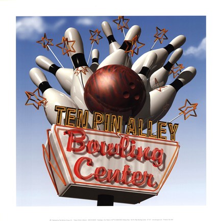 Framed Ten Pin Alley Bowling Center Print
