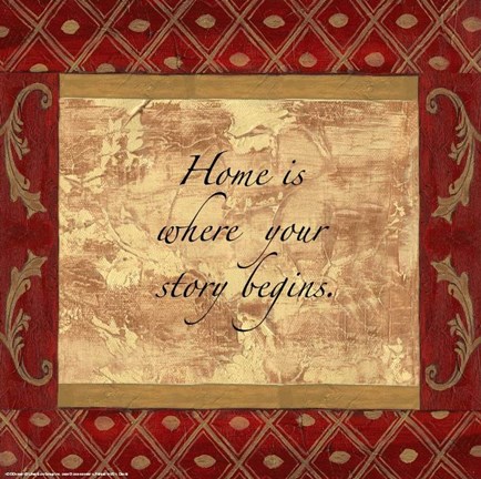 Framed Words to Live By, Traditional - Home is where your story begins Print