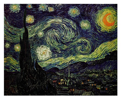 Framed Starry Night, c.1889 Print