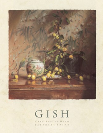 Framed Crab Apples with Japanese Print Print