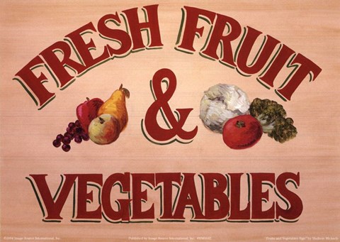 Framed Fruits &amp; Vegetables Sign Print
