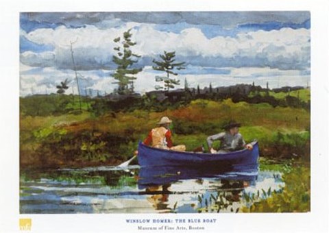 Framed Blue Boat Print