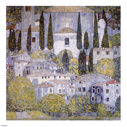 Framed Church at Cassone on garda Print