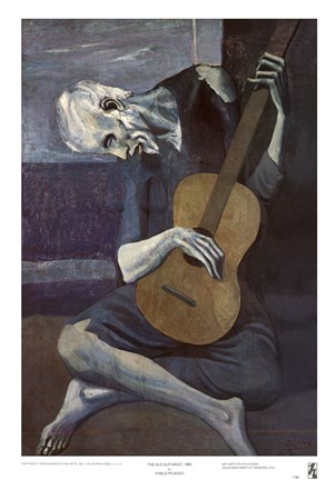Framed Old Guitarist Print