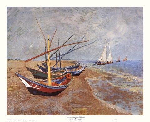 Framed Boats at Saint-Maries, 1888 Print