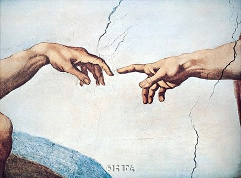 Framed Hands of God and Man Print