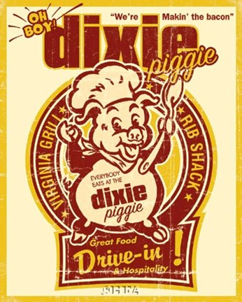 Framed Dixie Piggie Drive-In Print