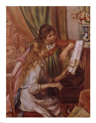 Framed Two Young Girls at the Piano Print