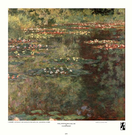 Framed Pool with Waterlilies, 1904 Print