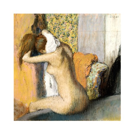 Framed After the Bath, Woman Drying her Neck Print