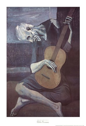 Framed Old Guitarist Print