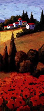 Framed Tuscan Poppies Panel II Print