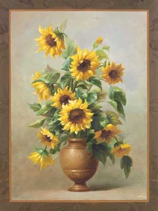 Framed Sunflowers In Bronze II Print