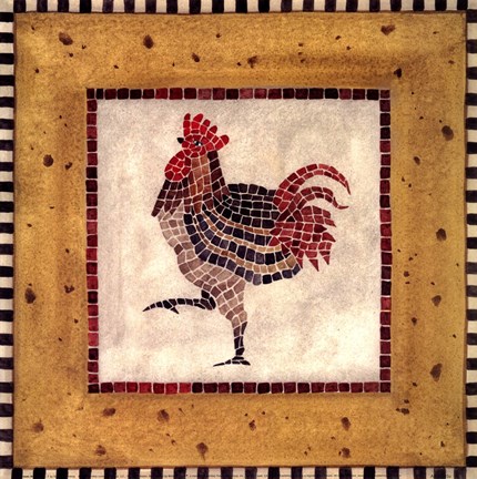 Framed Mosaic Rooster No.1 Print