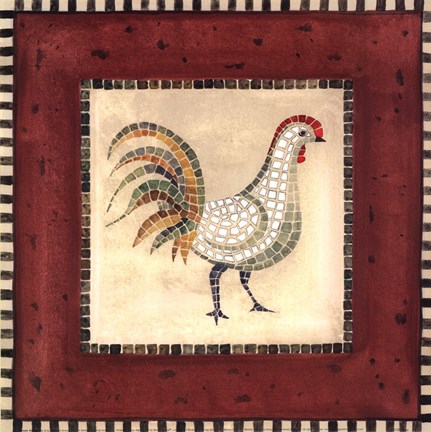 Framed Mosaic Rooster No.2 Print