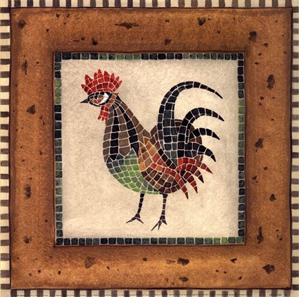 Framed Mosaic Rooster No.4 Print