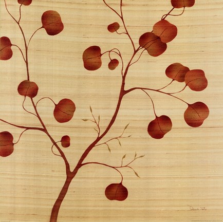 Framed Autumn Leaves on Silk I Print