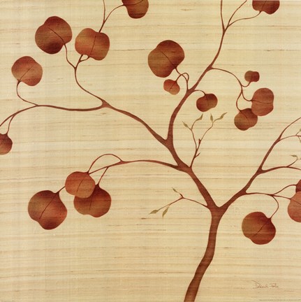 Framed Autumn Leaves on Silk II Print