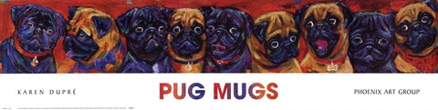 Framed Pug Mugs Print