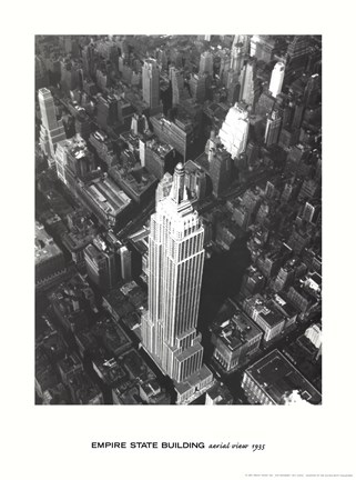 Framed Empire State Building, Aerial View, 1935 Print