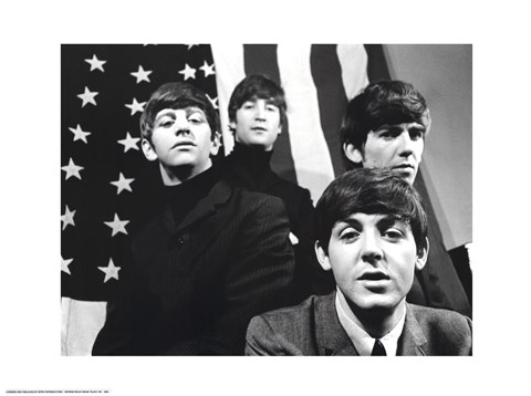 Framed Beatles, American Flag Print