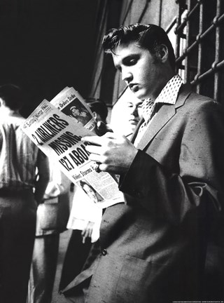 Framed Elvis Reading the Sunday Mirror Print