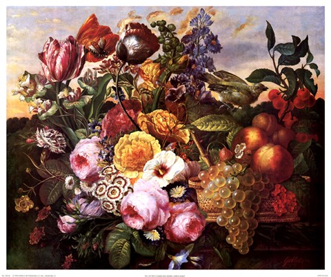 Framed Still Life with Flowers Print